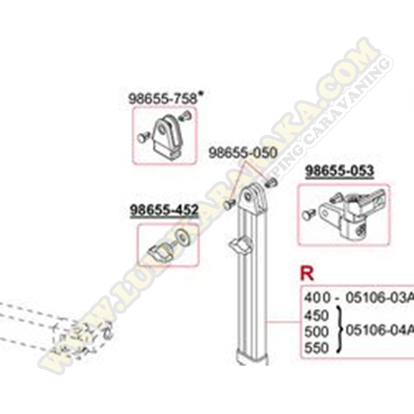 98655-452. Kit écroues pied bâche gris