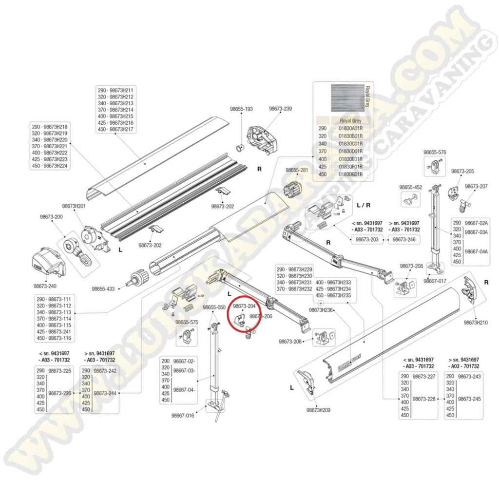 98673-204 Kit fixation patte gauche. F80S