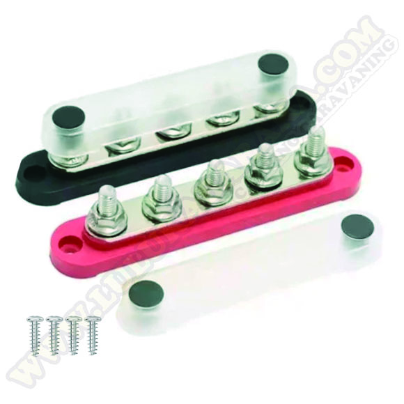 Busbar 150A 5P M8 Rouge + Noir