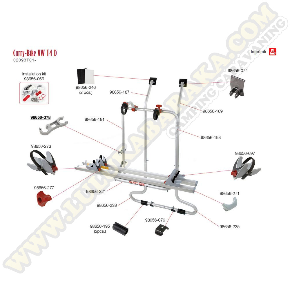 Rechange Carry-Bike VW T4 2 portes